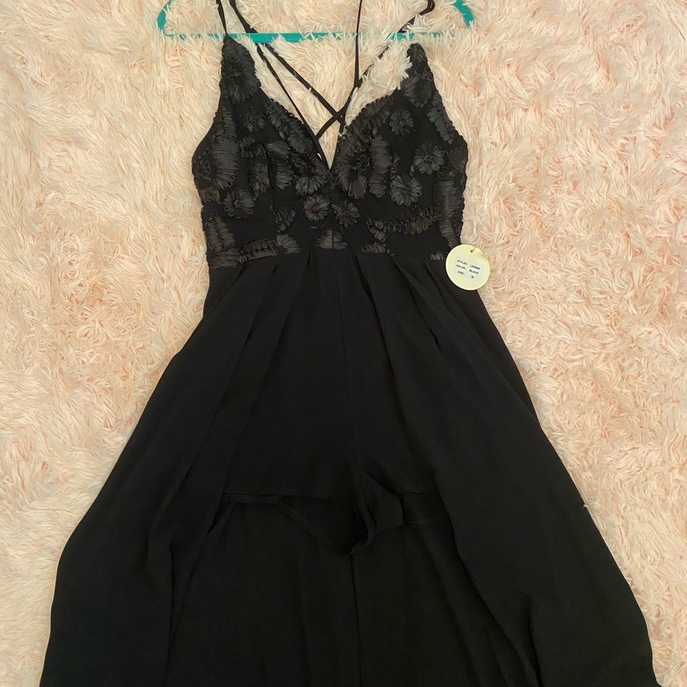 Black Lace Romantic Maxi Dust Romper